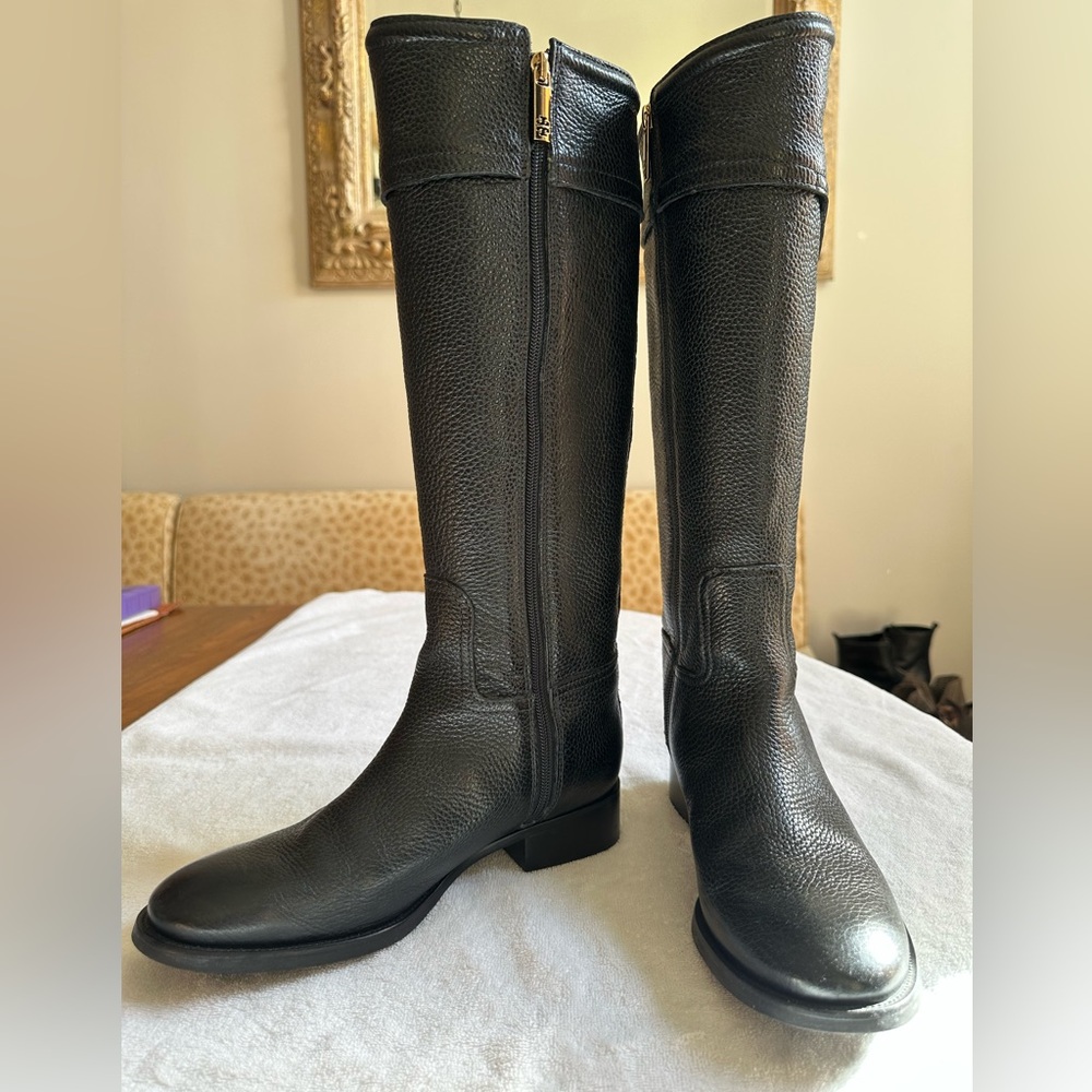Tory Burch riding boots; gold logo hardware; 8.5M; gently used; excellent cond’n - Picture 7 of 9